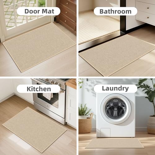 Indoor Door Mats 17"x29" Door Mat Indoor Entrance Resist Dirt Inside Washable Non Slip Entry Rugs for Entryway, Beige - color: Beige, size: 17"x29"