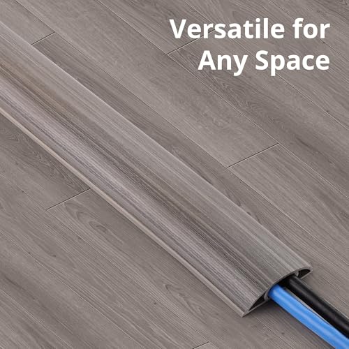 ZhiYo 5.6ft Cord Covers for Wires on Floor, Cord Hider Floor Hide Extension Cords, Soft PVC Cable Cover Cable Protector, Wire Cavity W0.62in H0.31in, Gray Oak Wood - color: Grey Oak Wood, size: 1.6'' W X 5.6' L