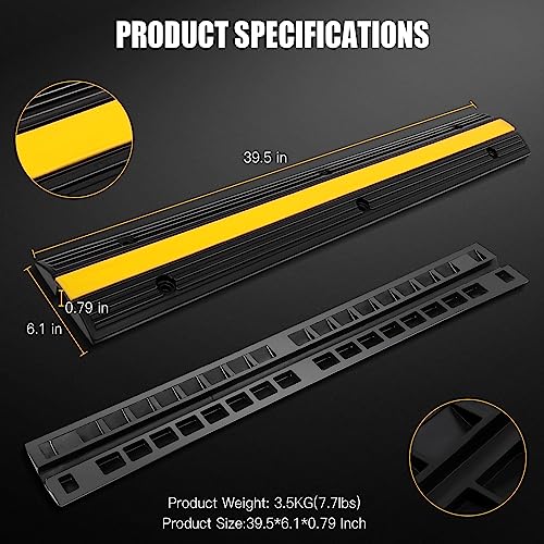 FAHKNS Flexible Cable Protector Ramps - 1-Channel Rubber Cord Cover for Floor, Concealing Wires in Homes, Warehouses - size: 4 Pack of 1 Channel