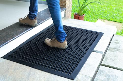IRONGATE Rubber Doormat - 2 Pack Anti Fatigue Rubber Floor Mat - Non Slip Indoor Outdoor Commercial Kitchen Mat - Ramp Pool Restaurant Garage Floor Mat - Anti Slip Bar Drainage Mat - 36 x 60 inches - size: 2 Pack - 36 x 60 Inches