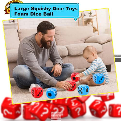 2 Pieces 6 Inches Large Foam Dice Set Giant Foam Dice Soft Dot Dice Toy for Family Educational Toys Parent Child Board Games Nights Casino Themed Party Decoration (Color Set 4) - color: Color Set 4