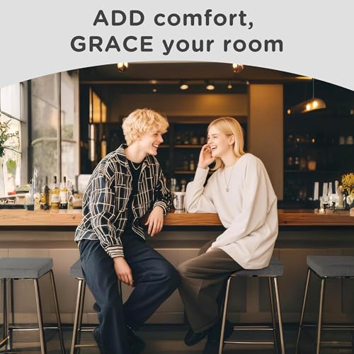 AddGrace Anti-Slip Bar Stool Cushions Square Bar Stool Seat Cushions with Ties Set of 4 Small Square Chair Pads with Machine Washable Cover 12"X12"X2" (Dark Grey) - color: Dark Grey