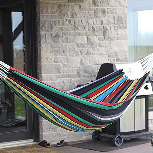 Vivere Brazilian Style Double Hammock Patio Outdoor Hanging Swing, Rio Night - color: Rio Night
