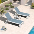 PURPLE LEAF Outdoor Chaise Lounge Chairs Set of 2 White Aluminum Lounge Chair Five-Position Adjustable Chaise with Wheels and Table for Pool Deck Patio, Steel Blue - color: Steel Blue, style: Standard Straight-leg