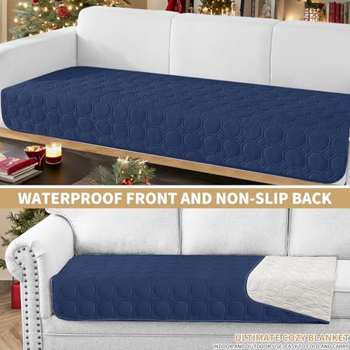 ZNSAYOTX Ultimate Cozy Blankets (30"x70") 100% Waterproof Sofa Mat Blanket for Dog Pets, Bed Couch Protector with Non-Slip Back Washable Durable, Pee Scratch Proof Easy to Clean (Navy Blue) - color: Navy Blue, size: 30x70 Inch