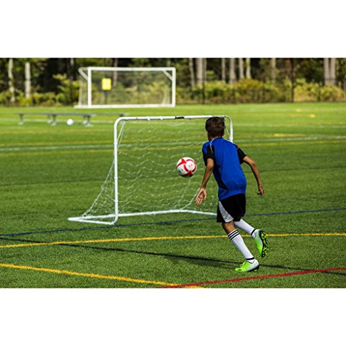 Franklin Sports Competition Soccer Goals - Backyard Portable Steel Soccer Goals - Adult + Youth Soccer Goal with Net + Ground Stakes Included - Multiple Sizes + Colors - color: White, style: Non-Folding 6' x 4'