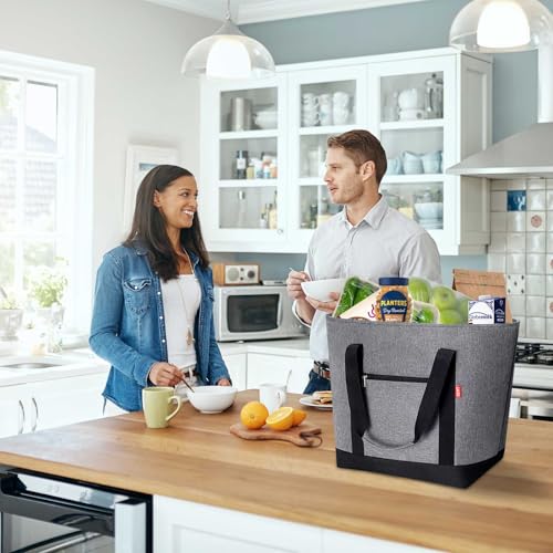 LHZK Jumbo Cooler Bag, Collapsible Leakproof Insulated Bag with Zipper & Handles, Soft Insulated Grocery Bags for Shopping, Travel, Beach, Picnic (50L, Grey) - color: Gray