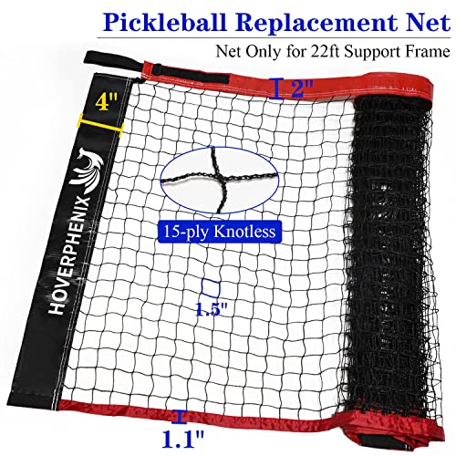 Pickleball Replacement Net 22ft x 3ft for Indoor or Outdoor Fits for Most Free-Standing Pickle Ball Frame Come with 4 Outdoor Pickle Balls (Net Only) - color: Black and Red