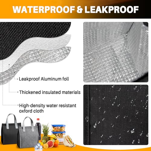 RAINFLOW Insulated Lunch Bag - Premium Thermal Lunch Box Leakproof & Waterproof Large Capacity Durable Lunch Carrier Keeps Food Hot or Cold for Family, Office, Travel and Picnic