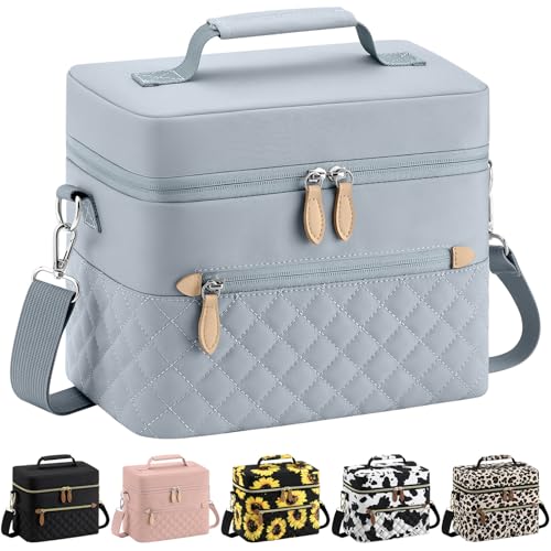 Tenot Insulated Lunch Box for Women Reusable, Leak Proof Cooler Lunch Bag Women for Work Stylish Quilted Lunch Tote Bag for Adult Picnic Travel Hiking Light Blue - color: Light Blue