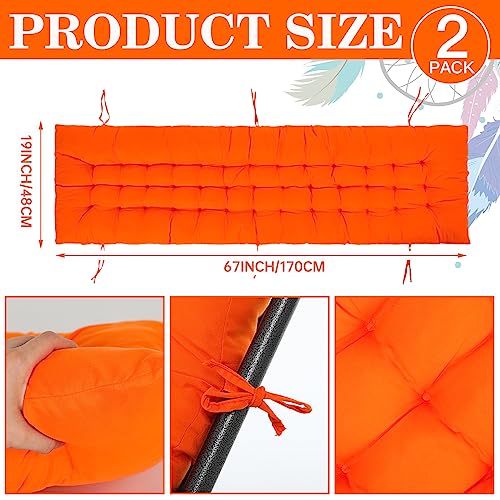 Bucherry 67 x 19 Inch Chaise Lounge Cushions Soft Lounge Chair Cushion Gravity Chair Cushion Sofa Lawn Furniture Cushion Pad with 6 Tie for Outdoor Indoor Patio Home Without Headrest (Orange,2 Pcs) - color: Orange