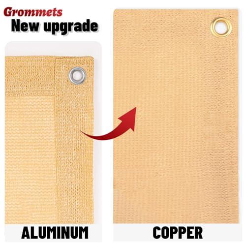 SUNNY GUARD 90% Shade Cloth 4/6/8/10/12 FT Sun Shade Screen Fabric Shade Cover Tarp with Grommets for Pergola Backyard Garden, 6' x 10', Sand - color: Sand, size: 0 6'×1 0'