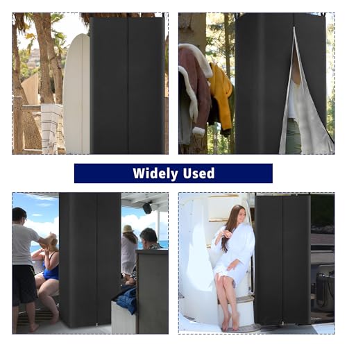 UNIFAMILY Waterproof Pontoon Tent, Privacy Boat Tent, 30 * 27 * 72 in Heavy Duty Hanging Changing Room, Privacy Curtains for Pontoon Boats, Boats Tents Attaches to Bimini Top Poles (Black) - color: black