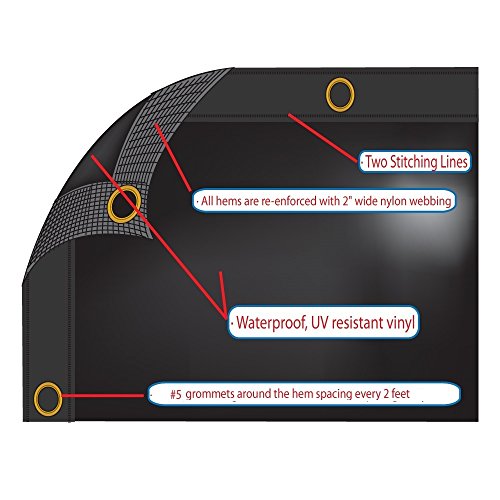 6 x 14 Waterproof Heavy Duty Vinyl Tarp, 16 Mil Gauge, Great for Truck and Equipment Protection, Roof and Construction Cover, Kennel and Hay Cover, Camping Use - color: Black, size: 6x14
