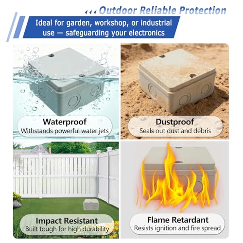 NineLeaf Junction Box, Waterproof Electrical Box IP66 Water Resistant Dustproof ABS Plastic Project Enclosure for Electronics, External Size 4.2 x 4.2 x 2.3 inch (107 x 107 x 58 mm),3PK - color: 3PK, size: 107x107x 58mm