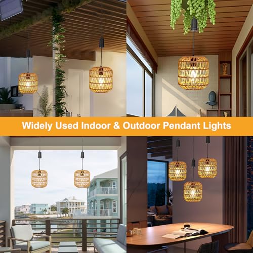 Livinlarge Battery Operated Hanging Pendant Ligh,Battery Outdoor Chandelier,Rattan Light with Warm White Bulb,4*AA Battery Powered for Gazebo Backyard Pergola Porch Patio Outdoor Indoor Decor - style: Battery Operated Lanterns