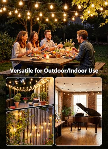 Brightown Outdoor String Lights, 55FT 17 G40 Bulbs Shatterproof Patio Lights, Waterproof Dimmable Hanging Connectable Globe LED Outdoor Lights for Backyard, Bistro, Porch, Deck, Balcony - size: 55FT - 17 Bulbs