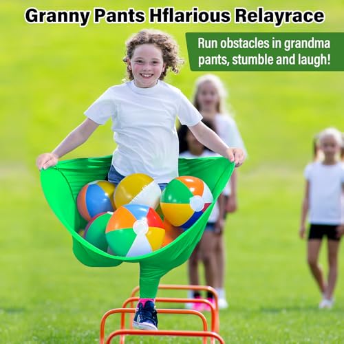 Granny Pants Yard Game for Kids (31.5 in *24 in), 2Pcs Granny Pants Outdoor Games with 10 Bouncy Balls, 2 Pumps & Flags, Granny Pants Game for Family Carnival Party Reunion Gathering (Small) - size: Small