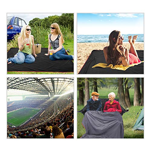 REDCAMP Large Waterproof Stadium Blanket for Cold Weather, Soft Warm Fleece Camping Blanket Windproof for Outdoor Sports, Blue/Red (Outer Grey/Inner Black) - color: Outer Grey/Inner Black
