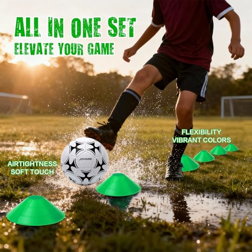 Pro-Grade Kids Backyard Soccer Goal, Tear-Resistant 5-Layer Polyester Soccer Net & 10mm Poles for Maximum Durability, 4x3ft/6x4ft/7x5ft, Pop Up Portable Soccer Training Equipment Set with Size 4 Ball - size: 4 ft x 3ft, style: Green Black