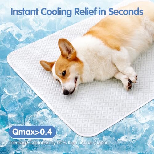 Dog Cooling Mat - Instant Cooling Pet Bed for Dogs & Cats, 6-12°F Drop, Non-Toxic & Machine Washable, Anti-Slip Bottom, Cool Mat for Indoor & Travel Use Light Gray 24" x 18" - color: Light Gray, size: S (24" x 18")