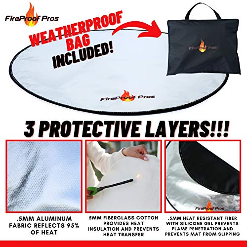 Fire Pit Mats for Under fire Pit 24" Round Non Combustable Heat Deflector Fire Resistant Fireproof Mat/Fireplace Mat. Pad Protector for firepit, Grill - size: 24 Inch