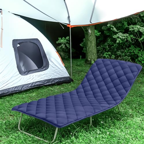 Quilted Foam Mattress Topper Pad, Non-Slip Super Soft Comfortable 75"x30", Cool Sleeping Pad for Camp Cot/RV Bunk/Narrow Twin Beds - color: Navy