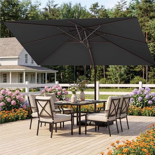 9x12 FT Patio Umbrella, Large Cantilever Rectangular Double Top Heavy Duty Offset Umbrellas with 360° Rotation, Outdoor shade for Garden Deck Pool, Gray - color: Gray, size: 9x12 FT