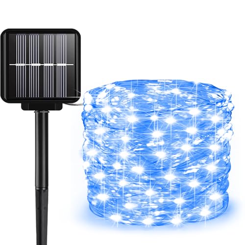 Solar String Lights Outdoor, 66 Feet 200 LEDs 8 Modes Solar Fairy Lights for Outside, Waterproof Outdoor Light for Patio Yard Christmas Tree Halloween Wedding Party Decorations, Blue - color: Blue, size: 200 LEDs