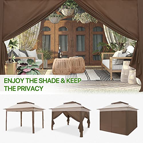 COOS BAY 11x11 Pop Up Gazebo with 4 Sidewalls, Instant Outdoor Canopy Tent with UPF 50+ UV Protection, Water Resistant Shelter with Carry Bag, Stakes & Ropes, Beige - color: Beige