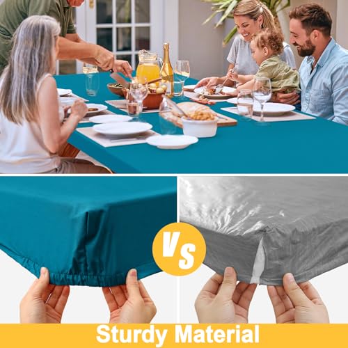 Rectangle Table Cloth, Waterproof Elastic Fitted Tablecloth for 5 Foot Folding Tables, Washable Polyester Tablecloths for Picnic, Camping, Outdoor (Teal, 30"x60") - color: Teal, size: 60" x 30" (Rectangular)