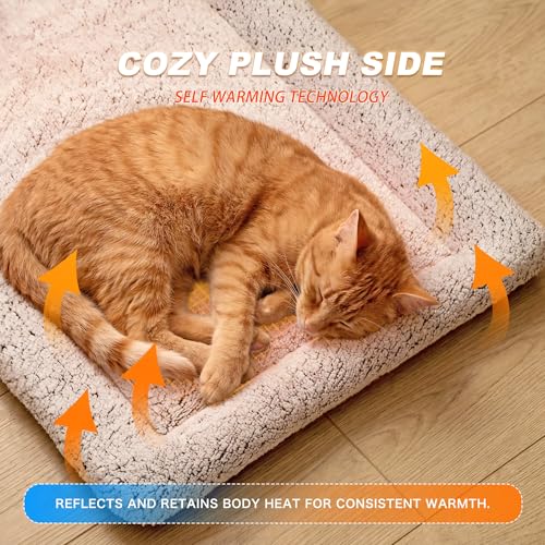 Self Warming Cat Bed, Reversible Warming Cooling Cat Bed, Winter Warm Cats Pad & Summer Cooling Cats Mat, Soft Pet Mat for Kitty & Small Dogs, Perfect for Crates, Beds, Sofas, Dark Blue, 24"x36" - color: Dark Blue, size: 24"x36"