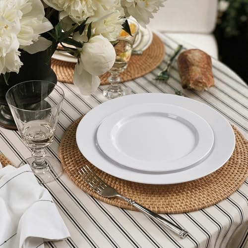 Fijinhom 100PCS White Disposable Plates for 50 Guests Including 50PCS 10" Dinner Plates & 50PCS 7" Dessert Plates, White - color: White, size: 50 Guests-100pcs