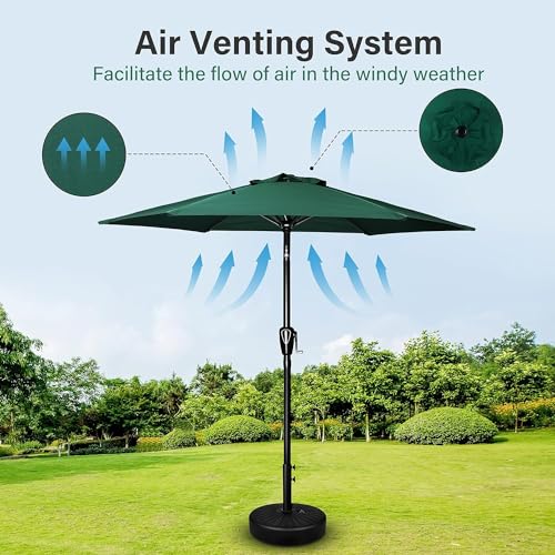 Simple Deluxe 9' Patio Umbrella Outdoor Table Market Yard Umbrella with Push Button Tilt/Crank - color: Green, size: 7.5ft 2Pack