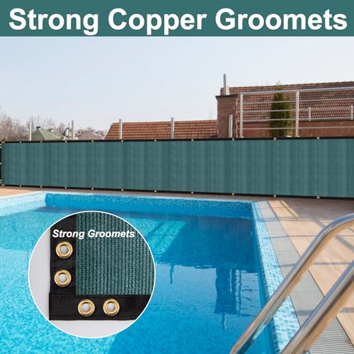 SPORTYOUTH 3ft x 50ft Fence Privacy Screen, Heavy Duty 150 GSM Fencing Mesh Shade Cover Windscreen with Brass Grommets for Outdoor Wall Deck Garden Backyard Porch, Cable Zip Ties Include, Green - color: Green