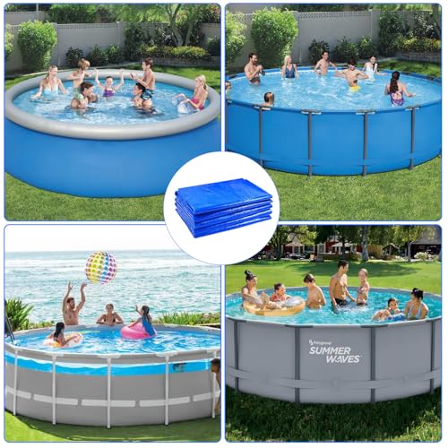15FT Round Pool Ground Cloths,185g/㎡ Density Heavy Duty Pool Liner Pad,Waterproof PE Swimming Pool Liner Pad,Anti-Aging Puncture Resistant Pool Ground Mat for Protect Above Ground Pool Blanket