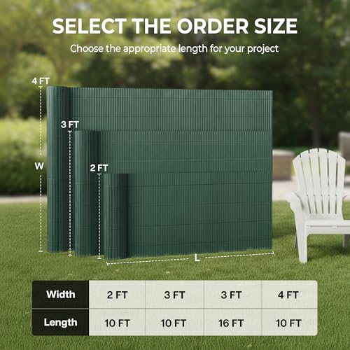 Paramondo PVC Privacy Fence Screen 14mm 3-Rib Reinforced Textured Fence Panel - No-Drill Balcony & Garden Cladding with Wind & UV Protection for Patio, Deck, Outdoor Privacy, 4×10 FT, Green - color: Green, size: 4×10 FT