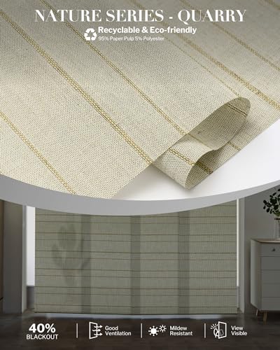 Graywind Manual Sliding Panels Natural Woven Panel Track Blinds Wand Control Window Blinds for Patio Sliding Glass Door Large Windows Width Up to 153", Custom Size (Quarry) - color: Natural Quarry