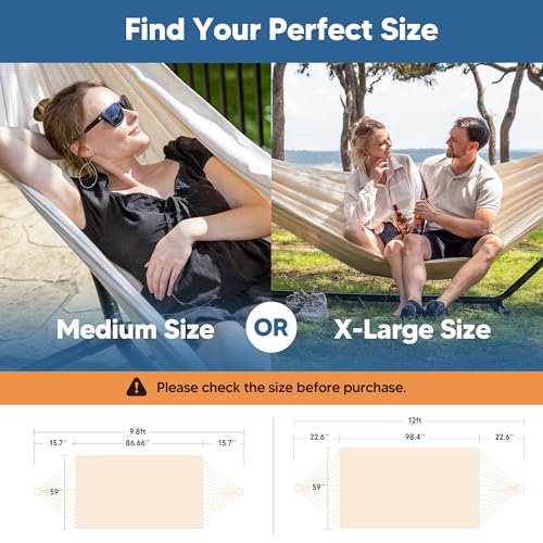 SUNCREAT Hammocks Outdoor Camping Double Hammock, Portable Hammock for Outside, Beige - color: Beige, size: Medium