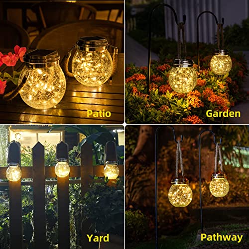 ROSHWEY Solar Lantern Gifts for Women, 4 Pack Hanging Garden Decor Lights Outdoor Waterproof with 30 LED for Halloween Christmas Easter Gift - size: L Size, 4 Pack
