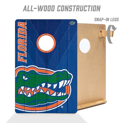 YouTheFan NCAA 2’ x 3’ Wood Cornhole Game with Logo Bags - color: Florida Gators, size: 2' X 3'
