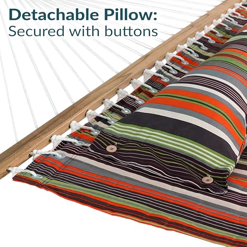 Sunnydaze Quilted Double Hammock for Outside with Spreader Bars and Pillow - 450 lb Capacity, 74x55 Inch Bed, UV Resistant, Quick Dry - Chains Included, Stand Sold Separately - Canyon Sunset - color: Canyon Sunset