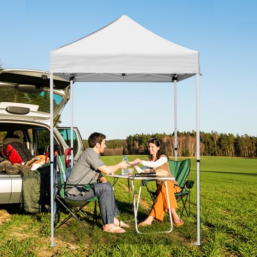 5x5 Pop Up Canopy Tent, Instant Portable Beach Canopy, Outdoor Tent with Carry Bag for Camping, Sports, Tailgating, Events, White - color: White, size: W/O Wall