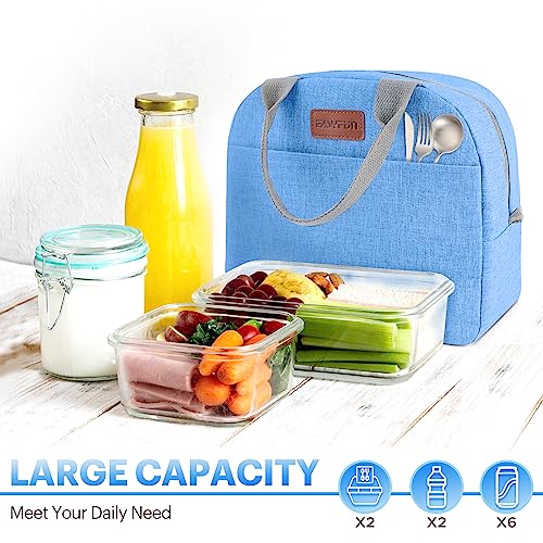 Lunch Bag for Women & Men Adult Insulated Lunch Box, Small Leakproof Cooler Food Lunch Containers Reusable High Capacity Lunch Tote Bags for Work, Travel, Outdoor (Blue) - color: Blue