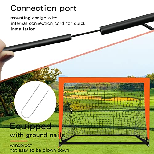 2 Pack 4’ x 3’ Size Portable Kid Soccer Goals for Backyard, Indoor and Outdoor Pop Up Soccer Goals, Orange, Theresduet