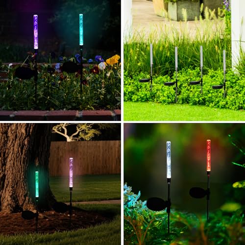 2PCS Solar Bubble Stake Lights Outdoor, Color Changing LED Bubble Pathway Light with Stake Easy Install for Garden Yard, Patio, Walkway, Landscape Decor