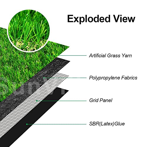 Petgrow 35MM Realistic Deluxe Artificial Grass Turf 3 x 60 Feet,Customized Sizes 4 Tone 70oz Thick Fake Pet Synthetic Grass,Indoor Outdoor Garden Lawn Balcony Turf Mat,Drainage Holes/Rubber Backing - size: 3 x 60 Feet
