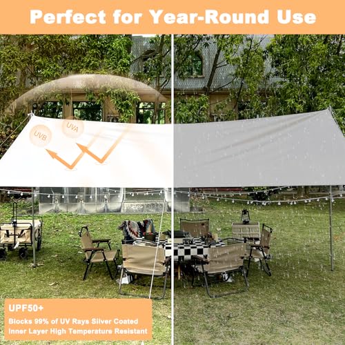 SHANQUAN Camping Tarp with Poles,10X13FT Waterproof and UV Protective Camping Tent, Lightweight Shelter Hammock Rain Fly Sun Shelter for Tent,Hiking,Garden and Traveling.