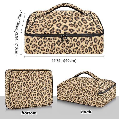 Casserole Carriers for Hot or Cold Food Reusable Casserole Dish Carrier Insulated Thermal Large Capacity Durable Perfect for Party Camping Family Gatherings Yellow Fish - color: Classical Leopard Print