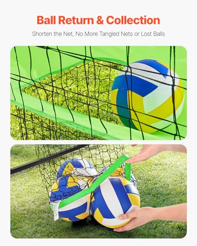 VEVORAdjustable Height Badminton Net Set for Backyard Beach Lawn, Outdoor Portable Volleyball Net with Carrying Bag, 4 Square Quick Assemble Game Set for Kids and Adults - color: Green, size: 8 x 11 ft